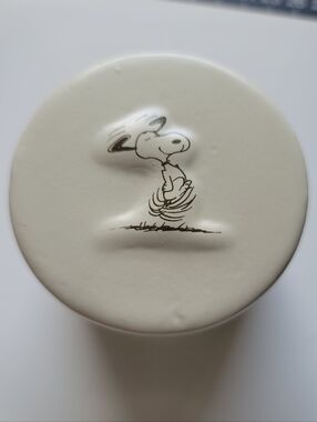 Hallmark White Ceramic Snoopy Jar - Black Illustration